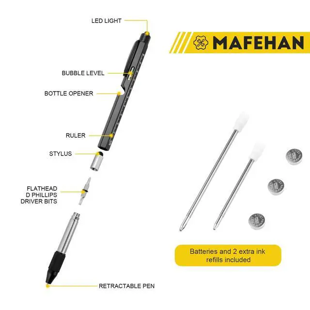 Alt view image 2 of 7 - 9-in-1 Multitool Pen, Gifts for Men Dad Husband Grandpa