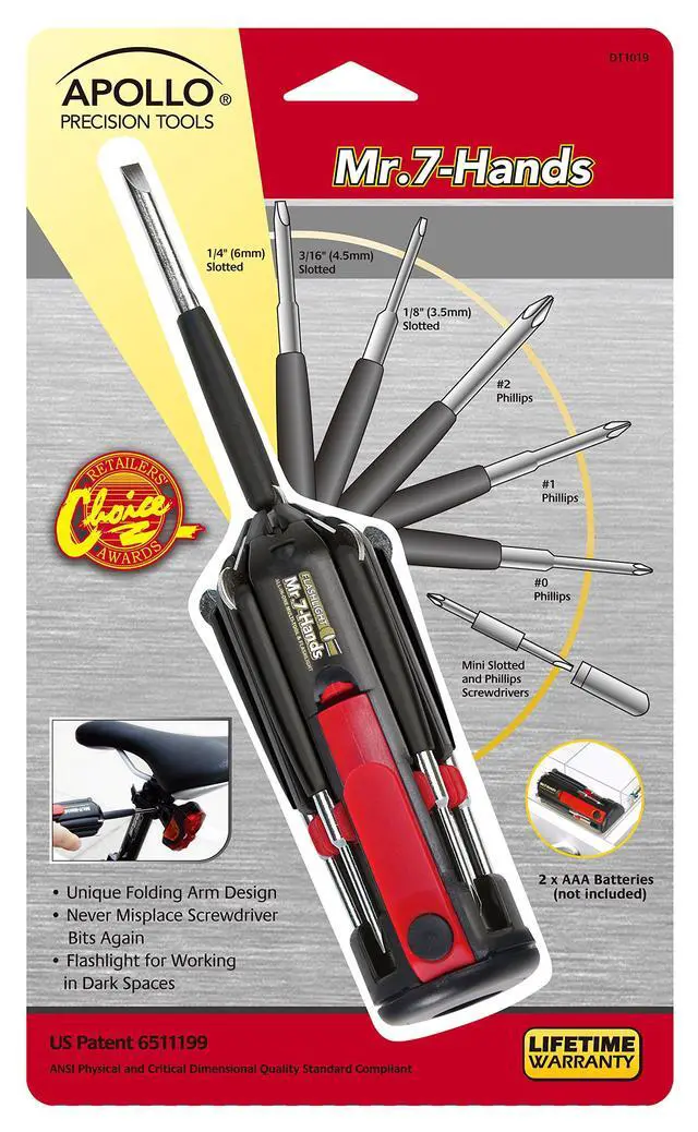 Alt view image 2 of 6 - Tools Mr. 7-Hands, Patented, 8 in 1 Screwdrivers with Worklight - DT1019