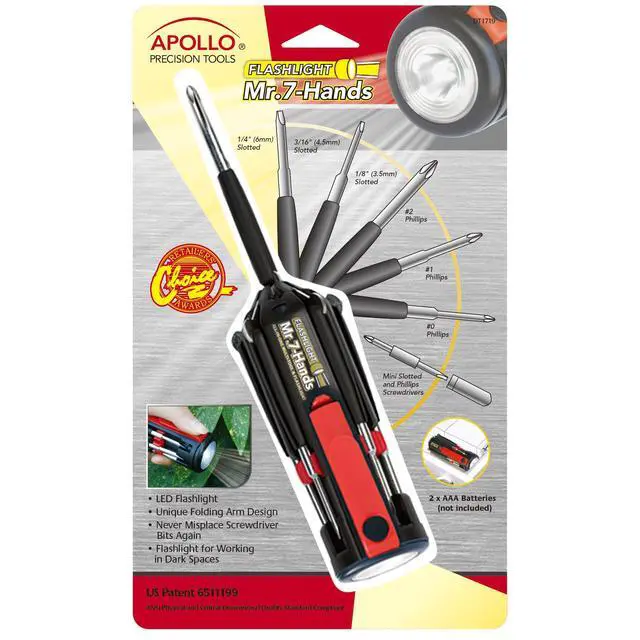 Alt view image 3 of 7 - Tools Original Mr. 7-Hands, Multi Screwdriver Hand Tool, All In One Patented Screwdriver, 8 Screwdrivers in 1 Tool with Worklight and Flashlight - Red - DT1719
