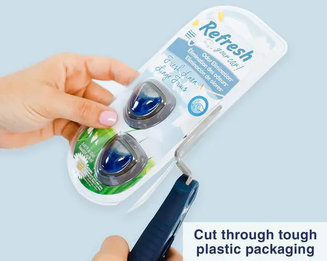 Alt view image 3 of 7 - Open It! 4-in-1 Box Cutter & Package Opener Tool Heavy Duty Scissors, Retractable Blade & Screwdriver All-in-One Household Tool for Boxes & Plastic Packaging, Blue