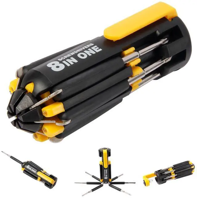 Main image of 8 in 1 Screwdriver with Flashlight, Multi Functional 8 in 1 Screwdrivers Tool Set with Worklight for Household, Auto