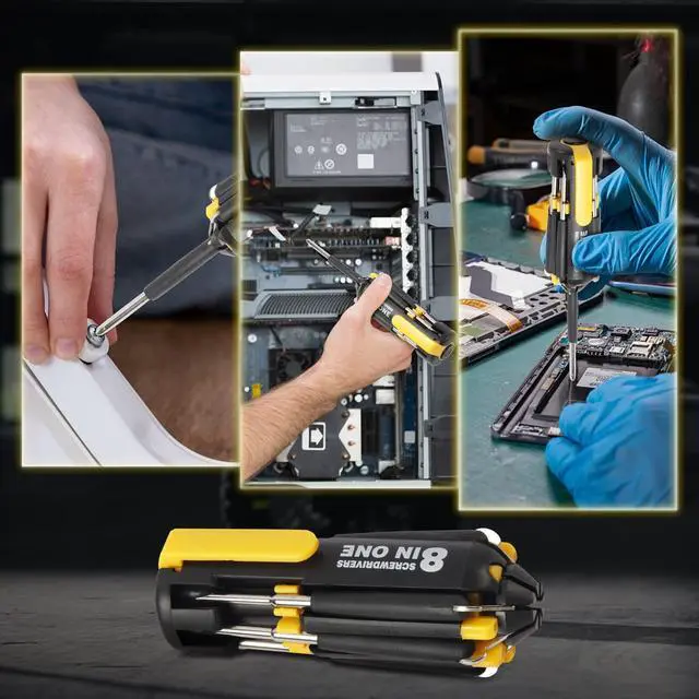 Alt view image 3 of 7 - 8 in 1 Screwdriver with Flashlight, Multi Functional 8 in 1 Screwdrivers Tool Set with Worklight for Household, Auto