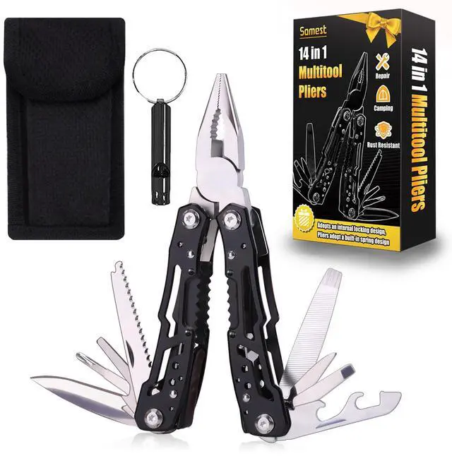 Main image of 14 in 1 Multitool Pliers Gives One Whistle as a Gift, Professional Pocket Pliers from Wife Daughter to Father Boyfriend Husband on Christmas, Birthday, Valentine's, Father's Day -