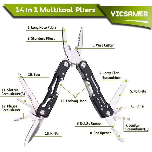Alt view image 3 of 7 - 14 in 1 Multitool Pliers Gives One Whistle as a Gift, Professional Pocket Pliers from Wife Daughter to Father Boyfriend Husband on Christmas, Birthday, Valentine's, Father's Day -