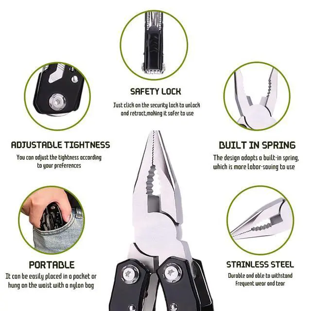 Alt view image 4 of 7 - 14 in 1 Multitool Pliers Gives One Whistle as a Gift, Professional Pocket Pliers from Wife Daughter to Father Boyfriend Husband on Christmas, Birthday, Valentine's, Father's Day -