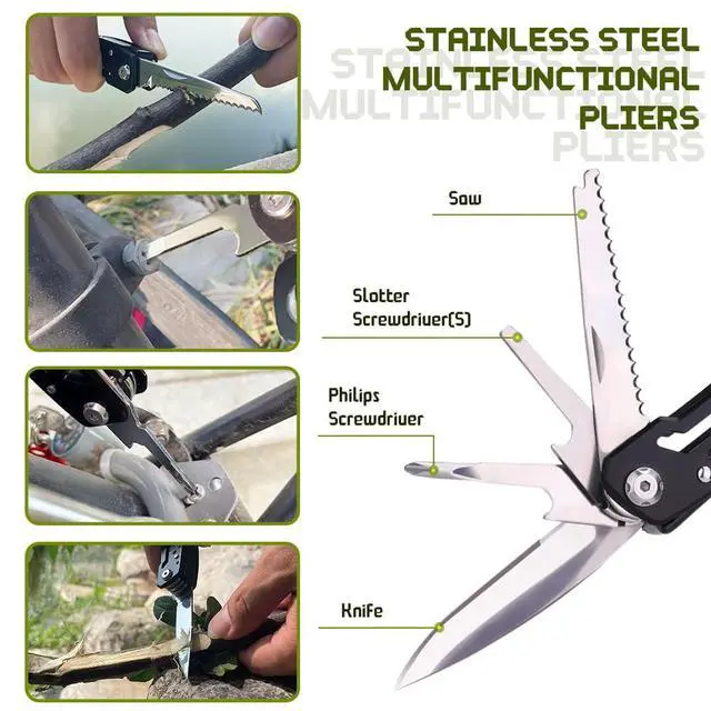 Alt view image 6 of 7 - 14 in 1 Multitool Pliers Gives One Whistle as a Gift, Professional Pocket Pliers from Wife Daughter to Father Boyfriend Husband on Christmas, Birthday, Valentine's, Father's Day -