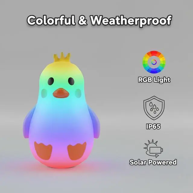 Alt view image 4 of 7 - Solar Penguin Light, Rechargeable Globe Color Changing Solar Globe Lamp IP65 Waterproof Outdoor Garden RGB Warm White/White Orb Light for Patio Pool Yard Bar Party Decorative Lightin