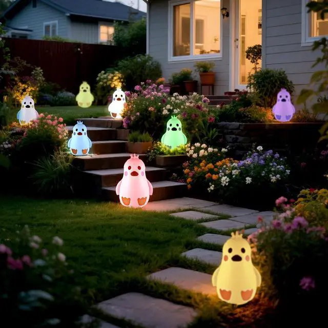 Alt view image 6 of 7 - Solar Penguin Light, Rechargeable Globe Color Changing Solar Globe Lamp IP65 Waterproof Outdoor Garden RGB Warm White/White Orb Light for Patio Pool Yard Bar Party Decorative Lightin