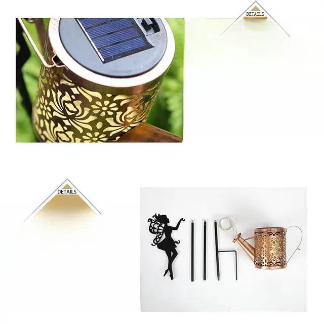 Alt view image 4 of 6 - Solar Powered Fairy Water Kettle Light, Garden Decorative Wrought Iron Retro Cute Elf Floor Light, Wireless Dusk to Dawn LED Lamp Waterproof.