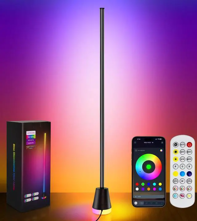 Main image of 1PCS Corner Floor Lamp,Smart RGB LED Corner Lamp with App and Remote Control,16 Million Colors & 68+ Scene,Music Sync,Timer Setting,Ideal Standing Lamp for Living Rooms,Bedrooms,Gaming Rooms