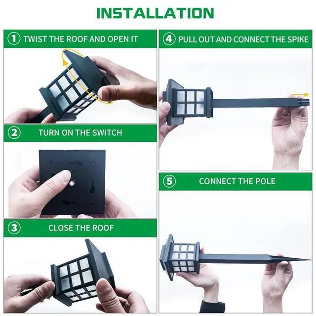 Alt view image 3 of 6 - 6 Packs of LED Solar House Lights, Outdoor Courtyard Decoration Floor Plug-in Warm Light, Wireless Dusk to Dawn Waterproof Garden Road Landscape Lights.