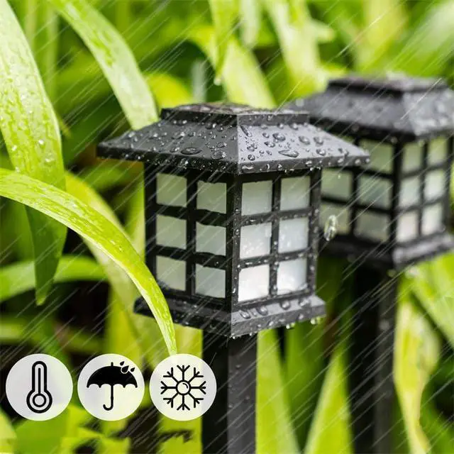 Alt view image 6 of 6 - 6 Packs of LED Solar House Lights, Outdoor Courtyard Decoration Floor Plug-in Warm Light, Wireless Dusk to Dawn Waterproof Garden Road Landscape Lights.