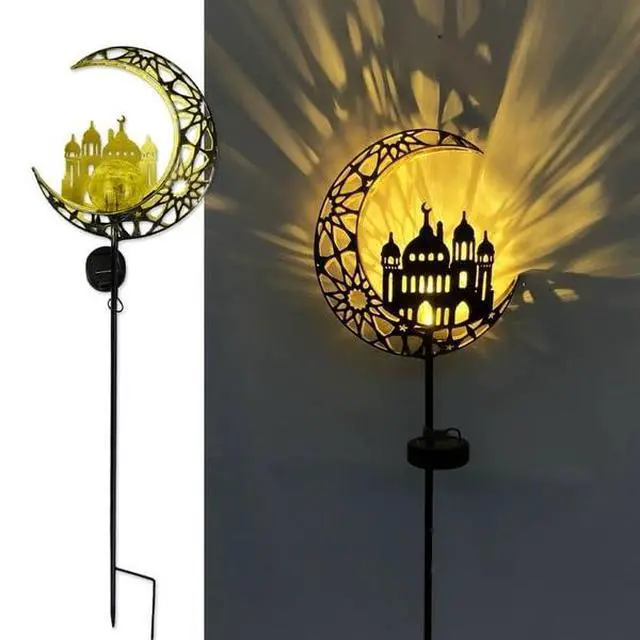 Alt view image 3 of 6 - Solar Powered Moon Castles Light, Garden Decoration Forged Iron Beautiful Castles House Floor Light, Wireless Dusk to Dawn LED Landscape lamp Waterproof.