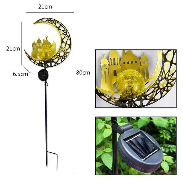 Alt view image 6 of 6 - Solar Powered Moon Castles Light, Garden Decoration Forged Iron Beautiful Castles House Floor Light, Wireless Dusk to Dawn LED Landscape lamp Waterproof.