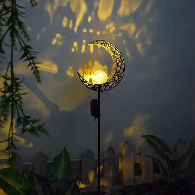 Alt view image 5 of 6 - Solar Powered Moon Castles Light, Garden Decoration Forged Iron Beautiful Castles House Floor Light, Wireless Dusk to Dawn LED Landscape lamp Waterproof.