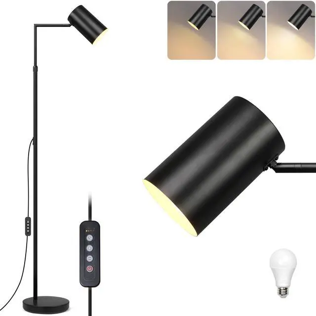 Main image of Arc Black Floor Lamp for Living Room with Timer, Stepless Dimmable&Height Adjustable Modern Reading Standing Lamps for Living Room,Reading Room,Office,LED Bulb Included (Black-DM)