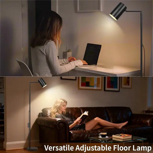 Alt view image 6 of 7 - Arc Black Floor Lamp for Living Room with Timer, Stepless Dimmable&Height Adjustable Modern Reading Standing Lamps for Living Room,Reading Room,Office,LED Bulb Included (Black-DM)