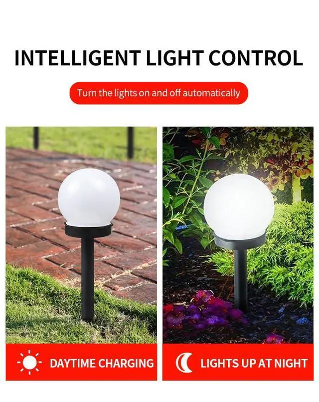 Alt view image 2 of 5 - 3 Packs of LED Solar Ball Lights, Outdoor Courtyard Decorative Floor Lights, Wireless Dusk to Dawn Waterproof Garden Road Landscape lamp.