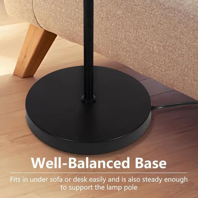Alt view image 4 of 7 - Floor Lamps for Living Room, Modern Standing Lamp, Minimalist Pole Lamps, Stepless Dimmable 9W Bulb Included, Tall Lamp with Linen Shade, Lamps for Bedroom, Office, Kids Room, Reading Light