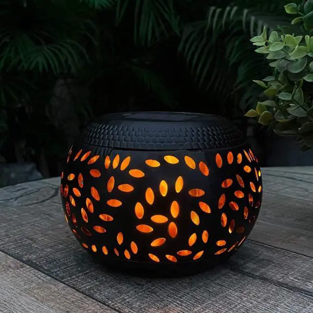 Main image of Solar Table Lights Outdoor Waterproof - Dancing Flickering Flame Lamp Black Metal Tabletop Light Solar Powered Decorative Lighting Lantern for Desk Bedroom Patio Garden Pathway Yard 1 Pack