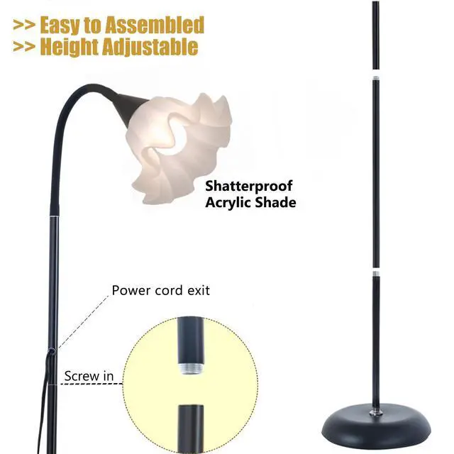 Alt view image 6 of 7 - Flower Standing Floor Lamp Adjustable Height Flexible Bendable Floor Lamp Whimsical Cute Floral Floor Reading Lamp Short Black Floor Lamp Corner Lamp for Living Room Bedroom Office (Black-1)