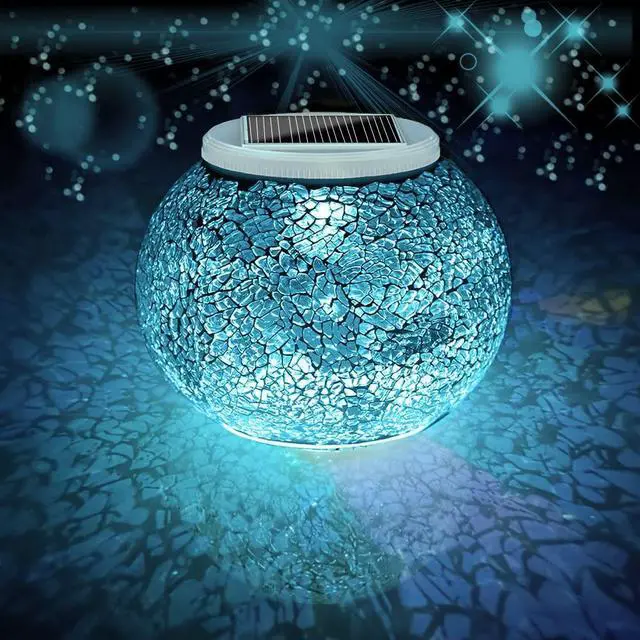 Main image of Color Changing Solar Powered Glass Ball Garden Lights, Table Lamps Waterproof Night Light for Patio, Bar, Party, Yard, Room, Wine Cabinet, Outdoor/Indoor Decorations, Ideal Gift(Crack Glass)