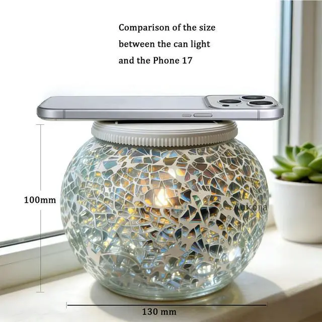 Alt view image 2 of 7 - Color Changing Solar Powered Glass Ball Garden Lights, Table Lamps Waterproof Night Light for Patio, Bar, Party, Yard, Room, Wine Cabinet, Outdoor/Indoor Decorations, Ideal Gift(Crack Glass)