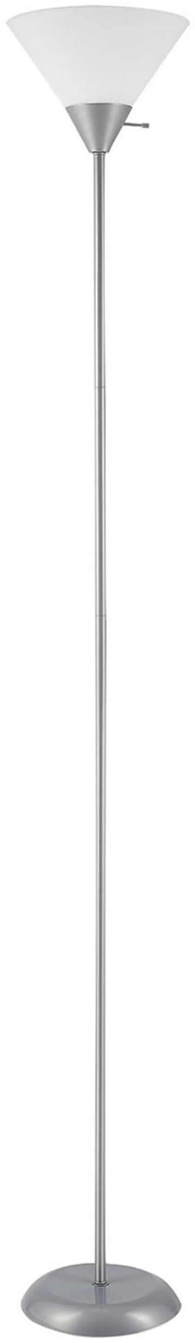 Main image of 677150 Elliott 72" Floor Lamp, Silver, White Plastic Shade, On/Off Rotary Switch on Shade, Standing, Living Room Decor, Bedroom, Tall, Corner Light