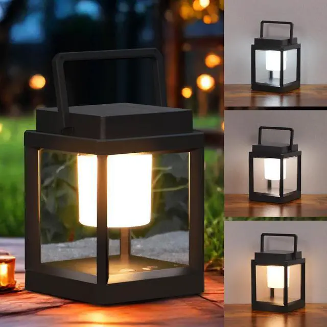 Main image of Outdoor Table Lamp Touch Control, Waterproof Solar Powered LED Table Lantern 3000K 4500K 7000K Color Temperature Adjustable & 3 Brightness Levels, Rechargeable Table Light for Outside Porch Patio