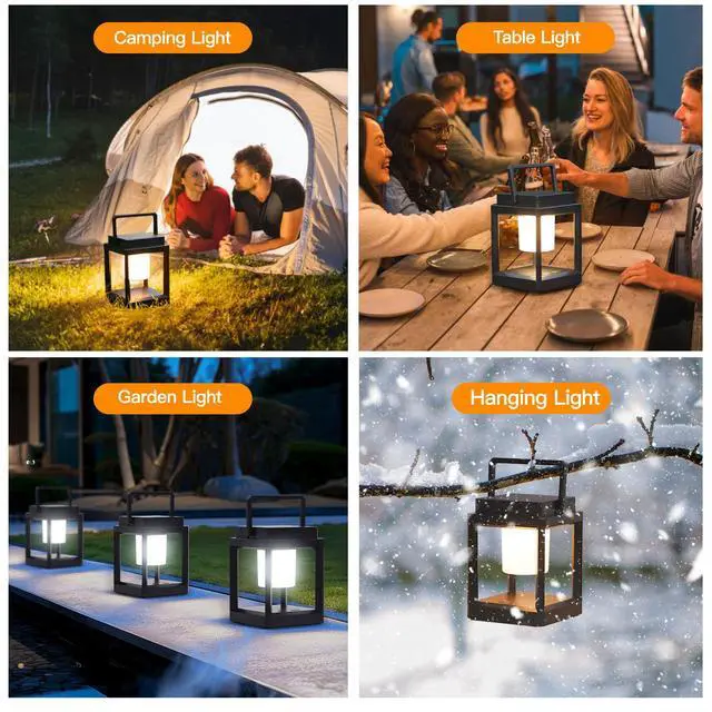 Alt view image 7 of 7 - Outdoor Table Lamp Touch Control, Waterproof Solar Powered LED Table Lantern 3000K 4500K 7000K Color Temperature Adjustable & 3 Brightness Levels, Rechargeable Table Light for Outside Porch Patio