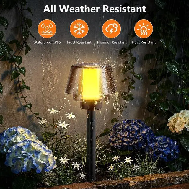 Alt view image 4 of 7 - 2 Pack Solar Table Lamps2 Lighting Modes Solar Pathway Lights Outdoor with Waterproof Cordless for Lawn Patio Walkway Driveway Decor Landscape Indoor Bathroom Lighting