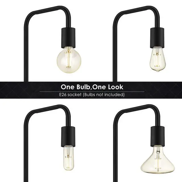 Alt view image 3 of 7 - Floor Lamp, Industrial Floor Lamp, 63 Inch Standing Lamp, E26 Socket, On/Off Footswitch, Whole Metal, ETL Listed, Modern Small Lamp for Bedroom, Living Room, Minimalist, Vintage, Mid Century