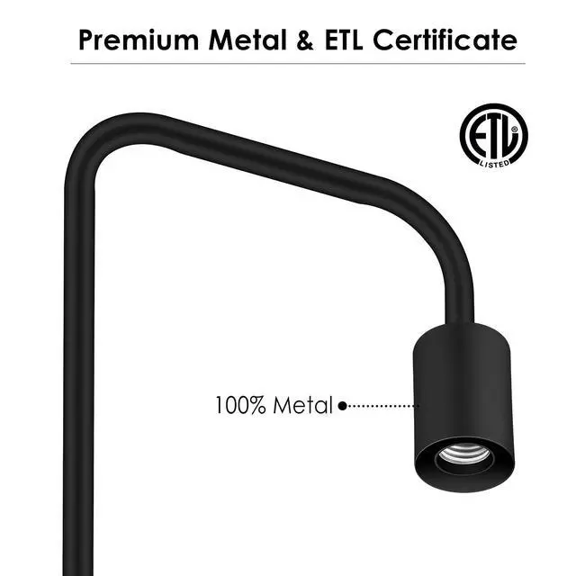 Alt view image 7 of 7 - Floor Lamp, Industrial Floor Lamp, 63 Inch Standing Lamp, E26 Socket, On/Off Footswitch, Whole Metal, ETL Listed, Modern Small Lamp for Bedroom, Living Room, Minimalist, Vintage, Mid Century