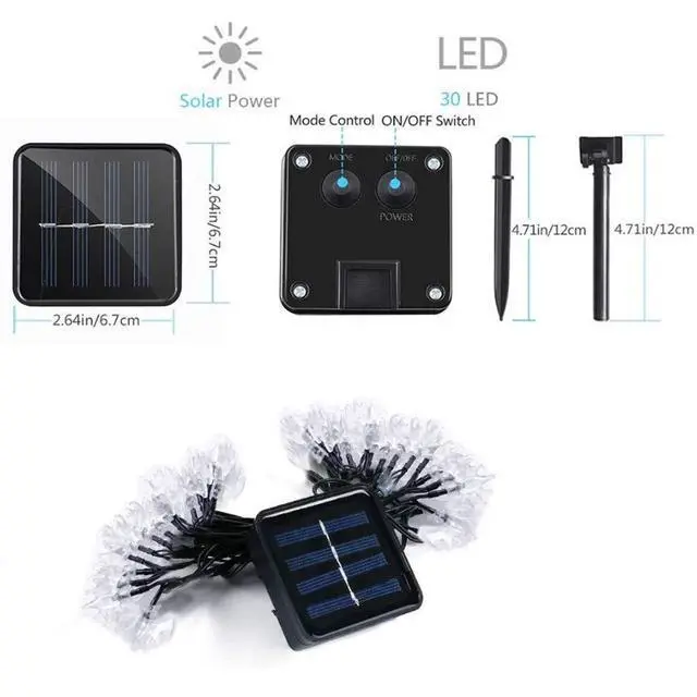 Alt view image 7 of 7 - Halloween Solar String Lights, 21.3 Ft 30 LED Purple Bat LED Lights IP65 Waterproof for Halloween Outdoor Indoor Party Decor, Patio, Lawn, Garden, Yard