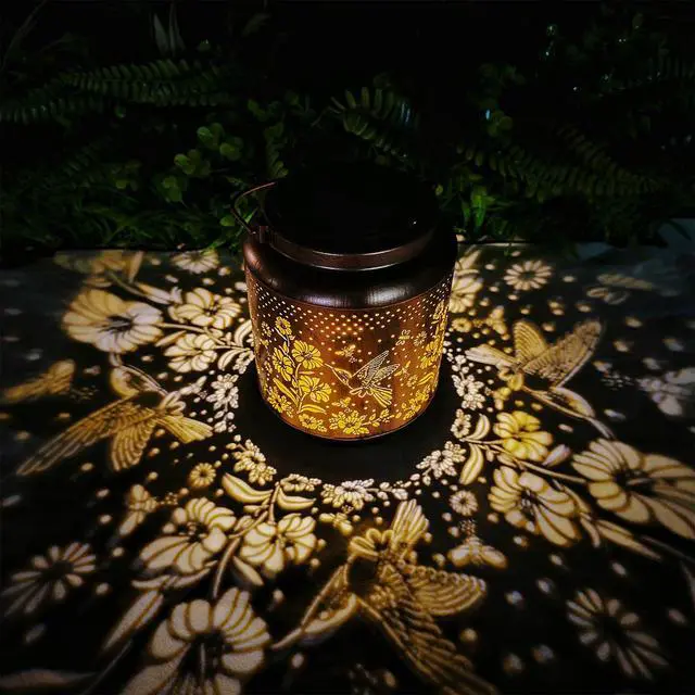 Alt view image 4 of 6 - Hummingbird Solar Outdoor Waterproof Lantern Garden Decor Birthday Gifts for Women Mon Grandma Metal Hanging Solar Lights Outside LED Lanterns for Yard Patio Lawn Pathway Landscape (Hummingbird)