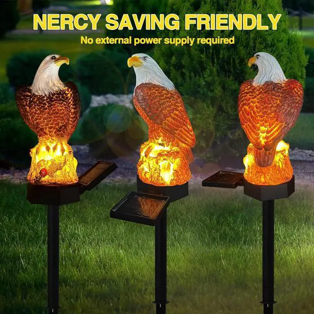 Alt view image 2 of 7 - Eagle Solar Garden Lights - Outdoor Decor with LED Path Lights, Animal Statue