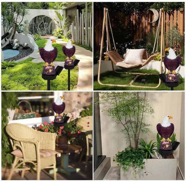 Alt view image 3 of 7 - Eagle Solar Garden Lights - Outdoor Decor with LED Path Lights, Animal Statue