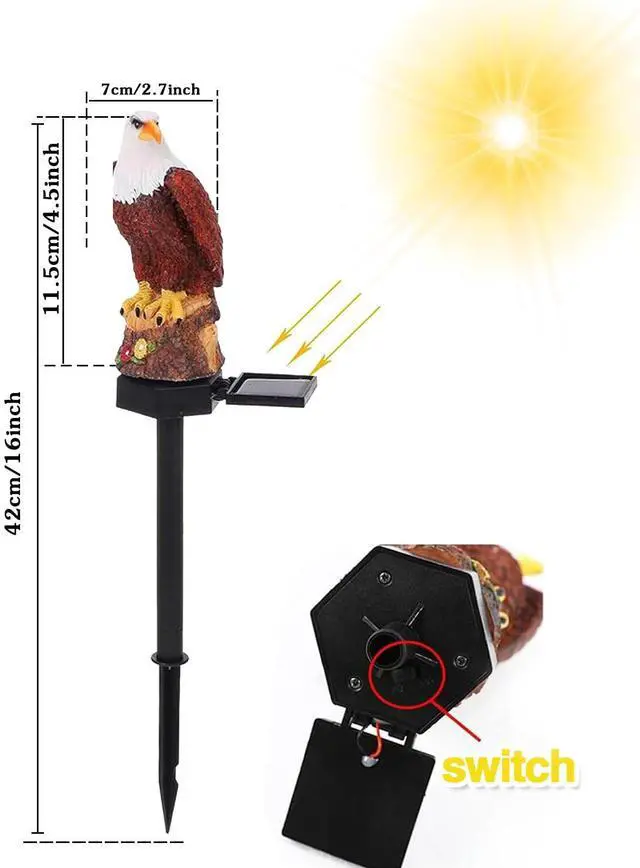 Alt view image 5 of 7 - Eagle Solar Garden Lights - Outdoor Decor with LED Path Lights, Animal Statue