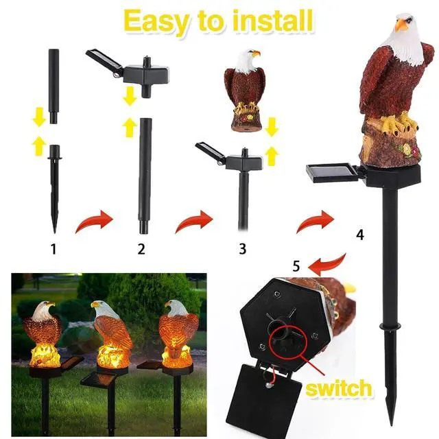 Alt view image 6 of 7 - Eagle Solar Garden Lights - Outdoor Decor with LED Path Lights, Animal Statue