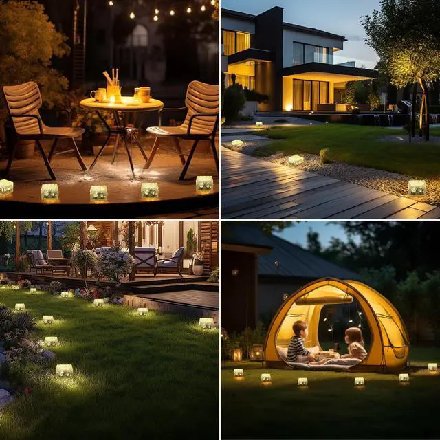 Alt view image 5 of 7 - Solar Brick Lights-Outdoor Solar Lights for Yard-Solar Brick Landscape Path Light 3 Pack LED Light Brick Garden Decor for Pathway Patio Walkway Backyard Decoration