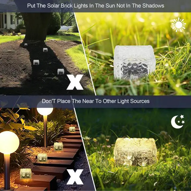 Alt view image 7 of 7 - Solar Brick Lights-Outdoor Solar Lights for Yard-Solar Brick Landscape Path Light 3 Pack LED Light Brick Garden Decor for Pathway Patio Walkway Backyard Decoration