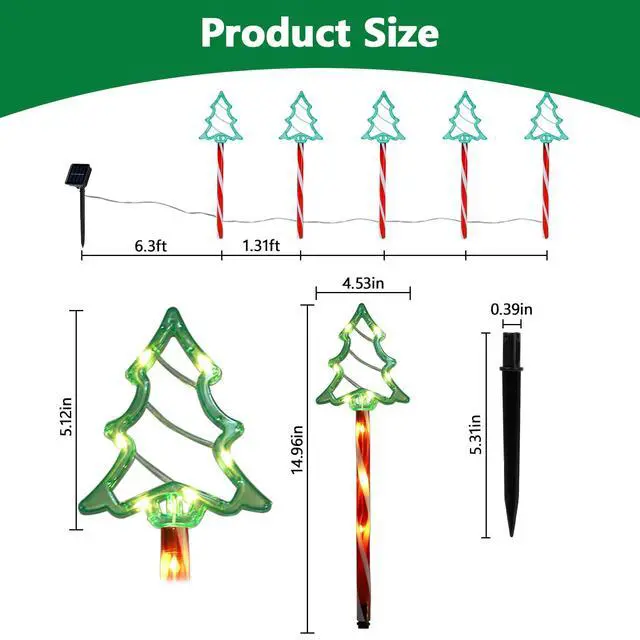Alt view image 2 of 7 - Floor Lamp Solar Christmas Lights 8 Modes Xmas Tree Lights Waterproof Outdoor Decorations Ornament Christmas Lamp Outdoor Lawn Stake Green