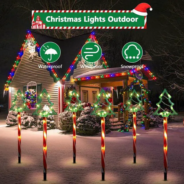 Alt view image 3 of 7 - Floor Lamp Solar Christmas Lights 8 Modes Xmas Tree Lights Waterproof Outdoor Decorations Ornament Christmas Lamp Outdoor Lawn Stake Green
