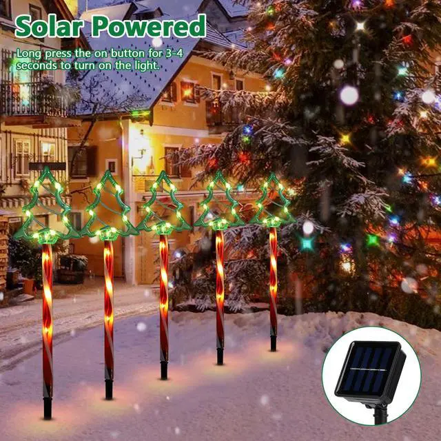 Alt view image 5 of 7 - Floor Lamp Solar Christmas Lights 8 Modes Xmas Tree Lights Waterproof Outdoor Decorations Ornament Christmas Lamp Outdoor Lawn Stake Green