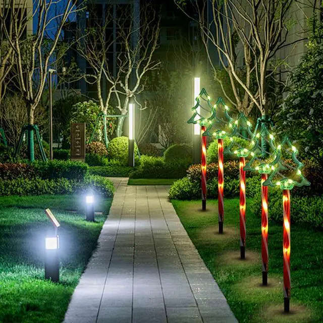Alt view image 7 of 7 - Floor Lamp Solar Christmas Lights 8 Modes Xmas Tree Lights Waterproof Outdoor Decorations Ornament Christmas Lamp Outdoor Lawn Stake Green