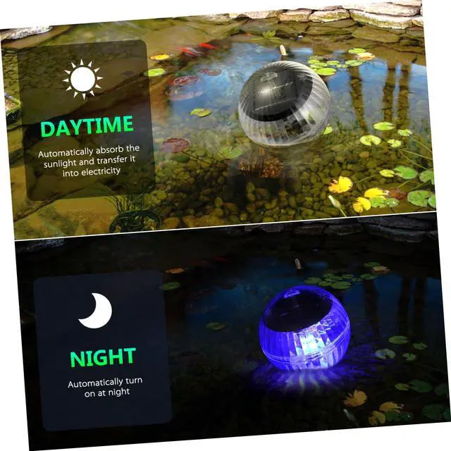 Alt view image 7 of 7 - Solar Powered Water Float Light, Colorful Changing Solar Pool Light Pond Floating Ball Light Globe Night Light for Gargen Swimming Pool