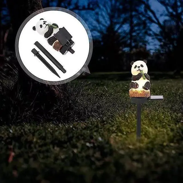 Alt view image 6 of 6 - Solar Energy Panda Light, Garden Decoration Resin Cute Animal Ground Lamp Wireless Dusk to Dawn LED Sconce Lights Waterproof.