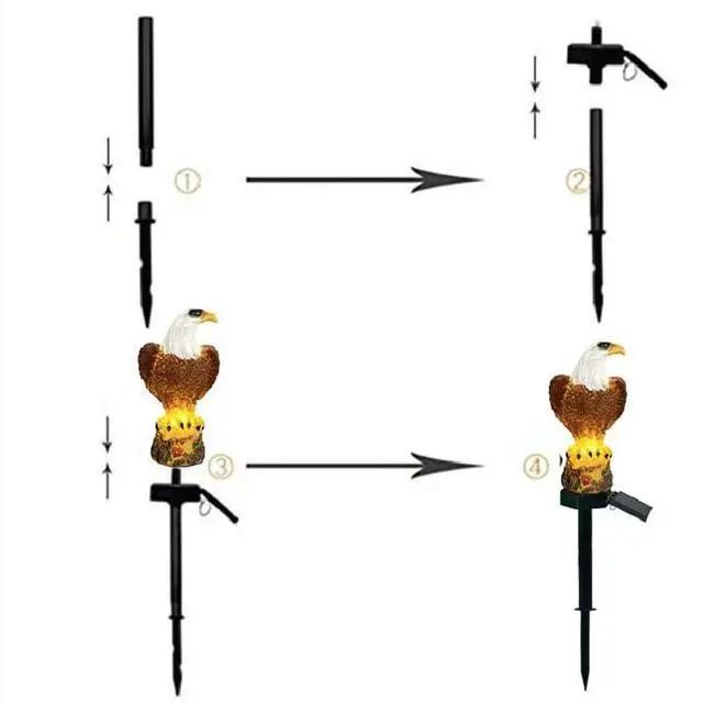 Alt view image 5 of 7 - Solar Energy Eagle Light, Garden Decoration Resin Cute Animal Ground Lamp,Wireless Dusk to Dawn LED Sconce Lights Waterproof.