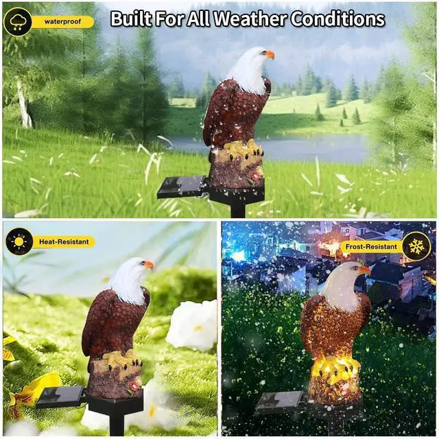 Alt view image 6 of 7 - Solar Energy Eagle Light, Garden Decoration Resin Cute Animal Ground Lamp,Wireless Dusk to Dawn LED Sconce Lights Waterproof.