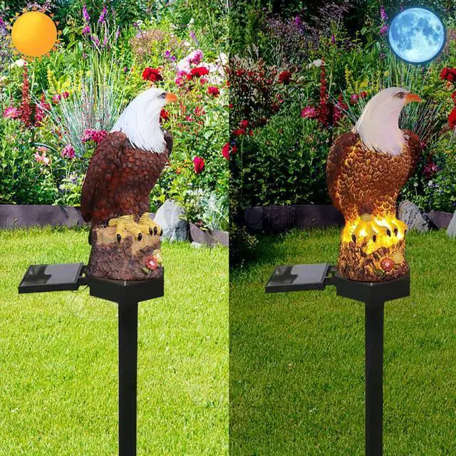 Alt view image 7 of 7 - Solar Energy Eagle Light, Garden Decoration Resin Cute Animal Ground Lamp,Wireless Dusk to Dawn LED Sconce Lights Waterproof.